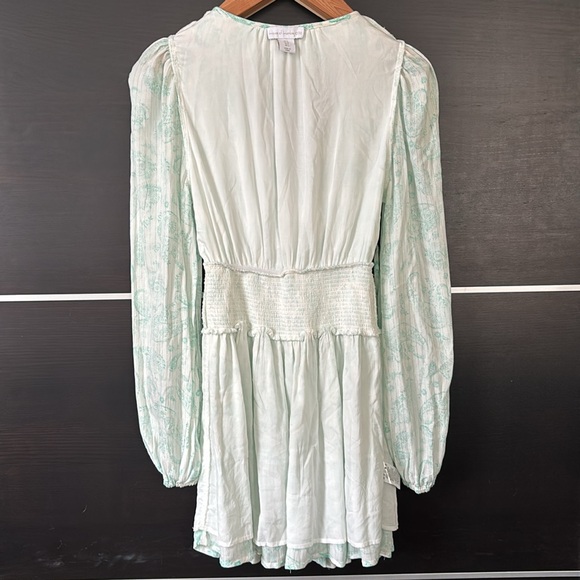 House of Harlow 1960 Paisley Print Long Sleeve Smocked Mini Dress - Picture 12 of 12